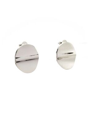 Silver Flat Circle Statement Earrings NWOT